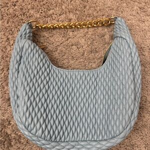 Urban Expressions Quilted Blue Hobo with Gold Chain
